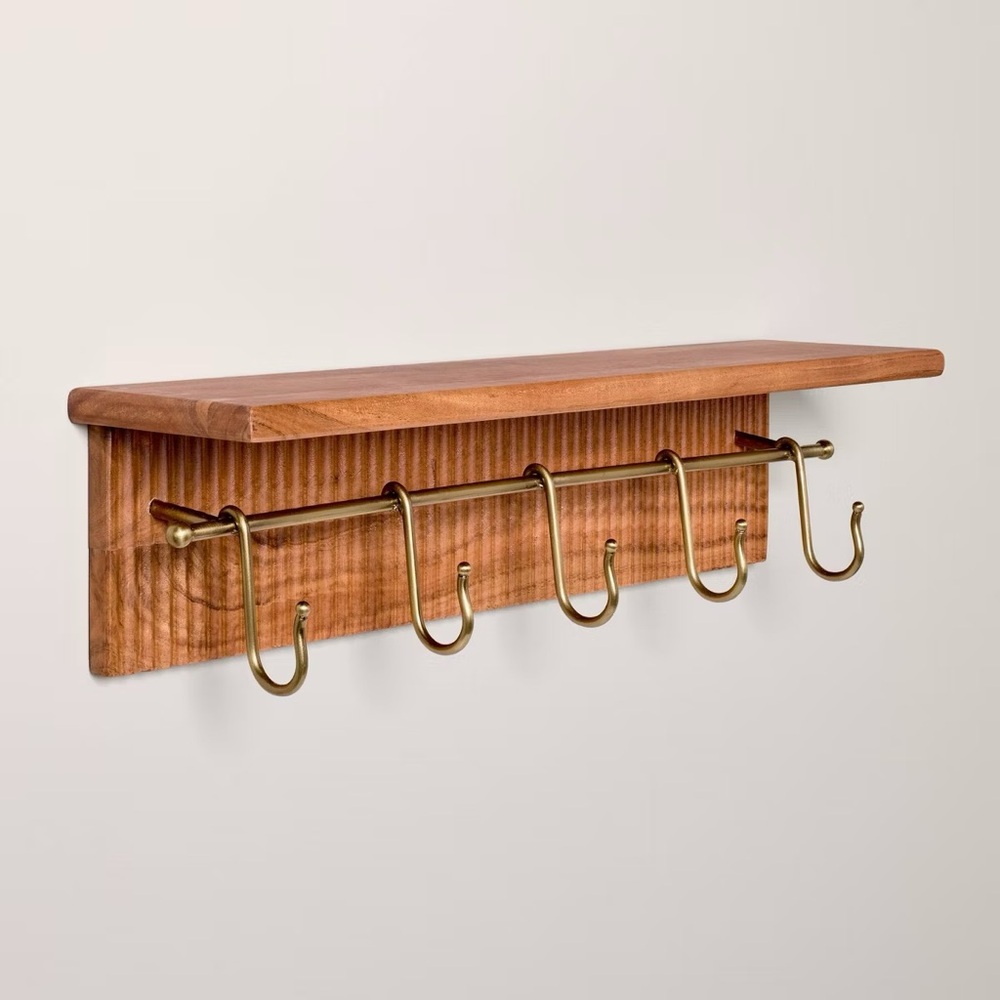 24" Grooved Wall Shelf with Rail and Hooks - Hearth & Hand™ with Magnolia - Picture 3 of 4
